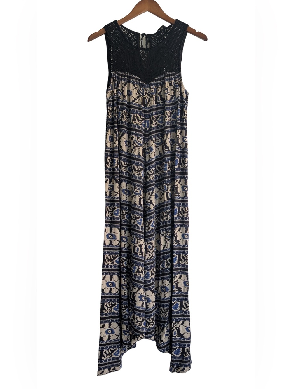 Lucky Brand Women's Size Small Multi-Color Crochet Neck Sleeveless Maxi Dress